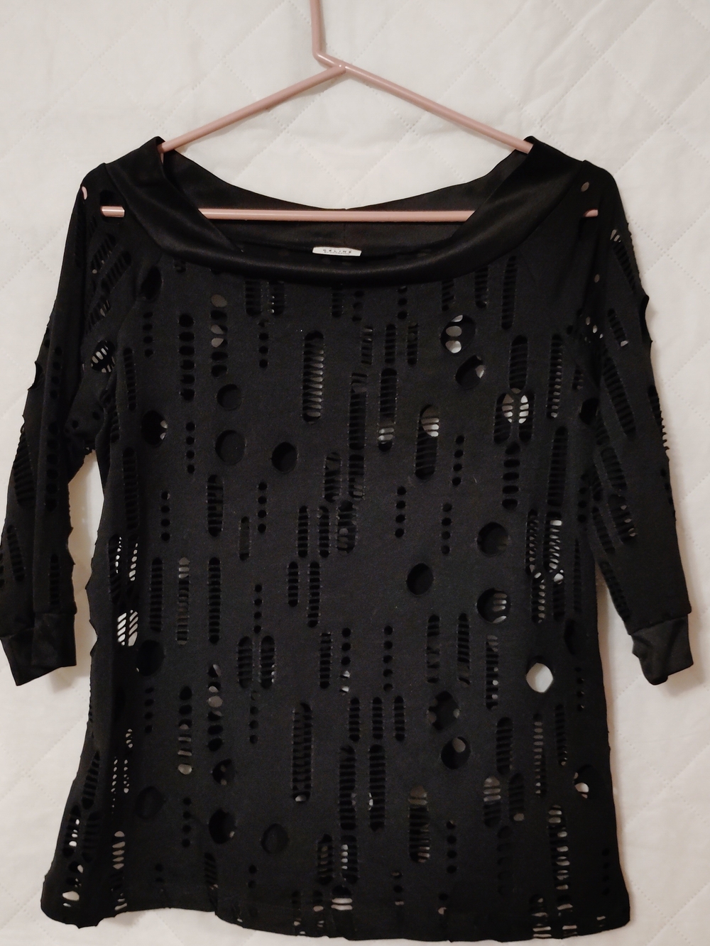 Women's Black Laser-Cut Pullover Top